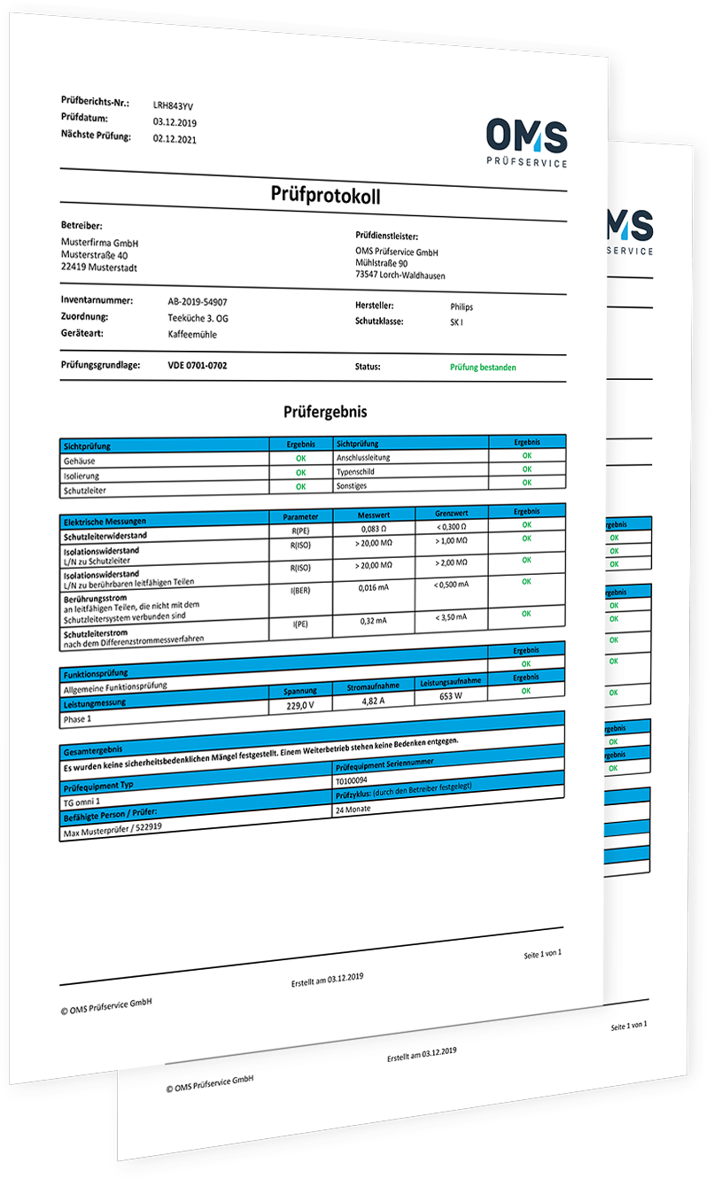 OMS Kundenportal - Musterprotokolle - OMS Prüfservice GmbH